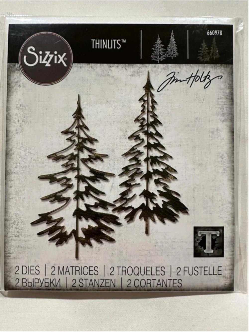 Rare Tim Holtz Sizzix Thinlits Woodlands #660978 Winter Trees Christmas Dies